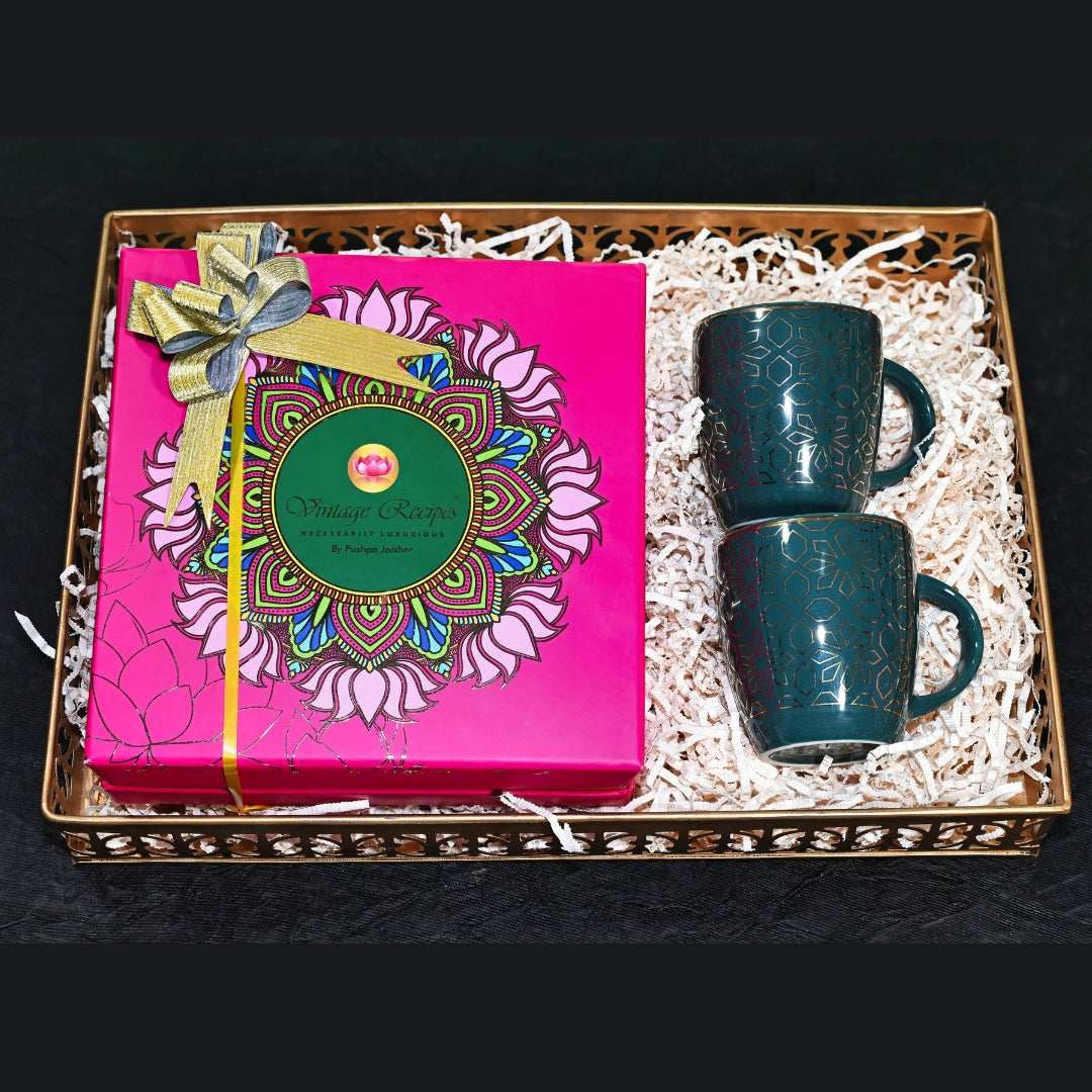 Box of 9 Laddoos + set of 2 24k Gold Plated Mugs