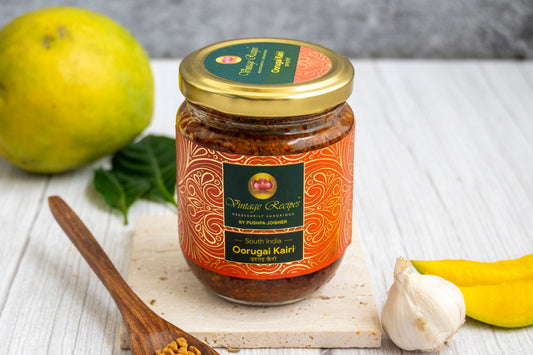South Indian Oorugai Kairi Pickle | Raw Mango Pickle with Sesame Oil |
